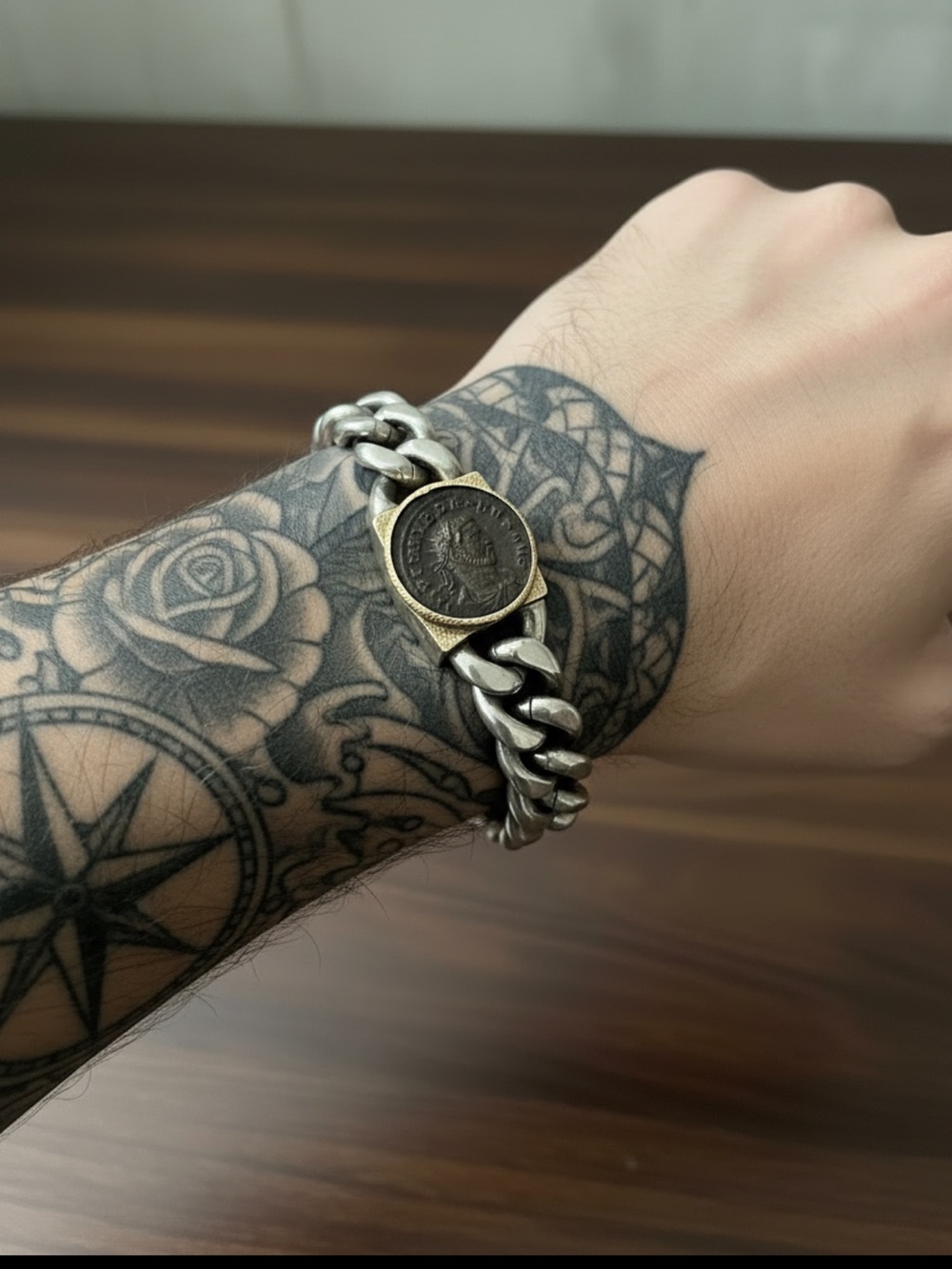 Vintage Coin Link Bracelet - Two-Tone Silver and Gold